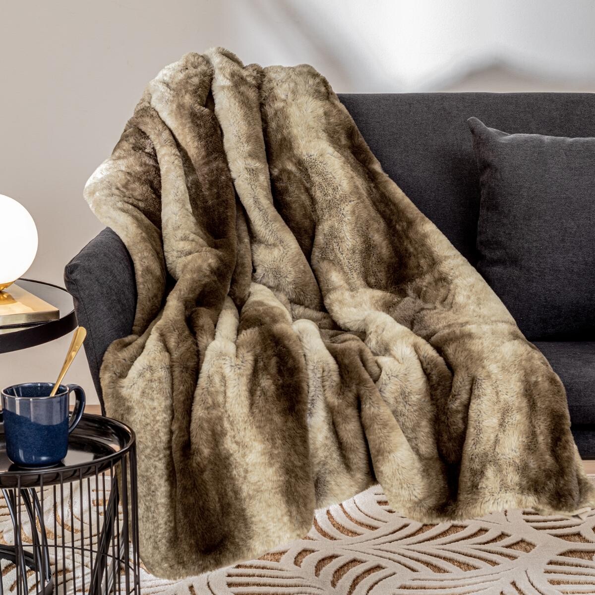 Plaid "Grizzli" Kunstfell Beige, 120x160 cm Beige