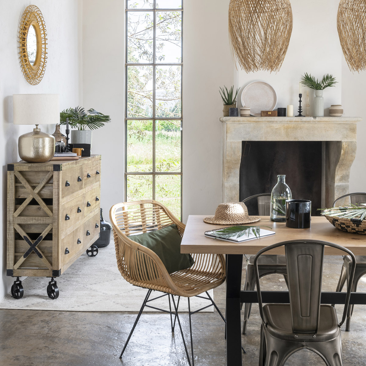 Sessel "Koeta" Rattan Natürliches Holz