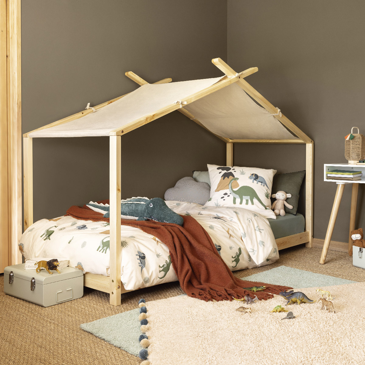 Kinderspielzeltbett "Ilan" Kiefer, Beige, 90x190 cm Beige