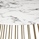 Esstisch "Rayo" Weißer Marmor-Effekt, Gold, D.120 cm Weiß
