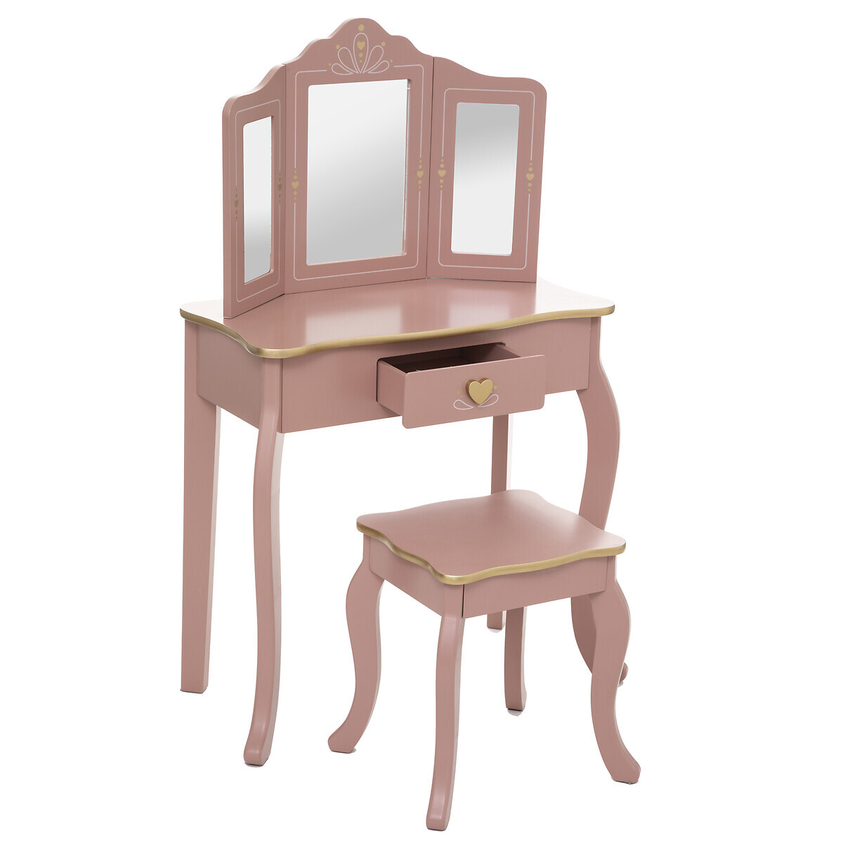 Kinderschminktisch und Hocker "Sissi" Rose, L.60 cm Rosa
