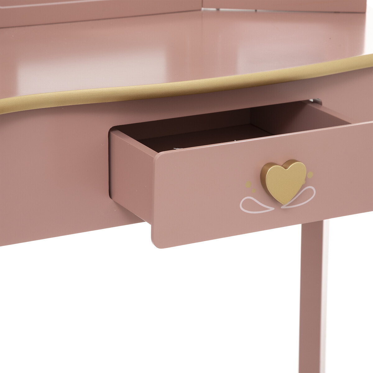Kinderschminktisch und Hocker "Sissi" Rose, L.60 cm Rosa
