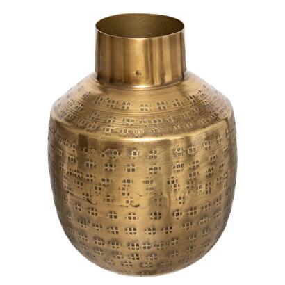 Vase "oasis", geh&auml;mmertes metall gold, h.15 cm