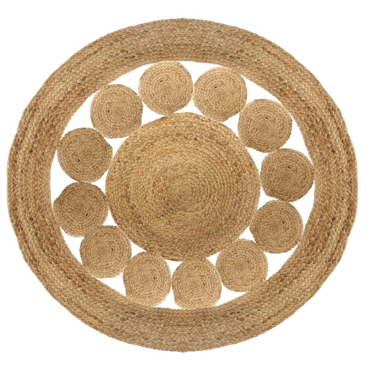 Ausgehöhlter Juteteppich D.120 cm Beige