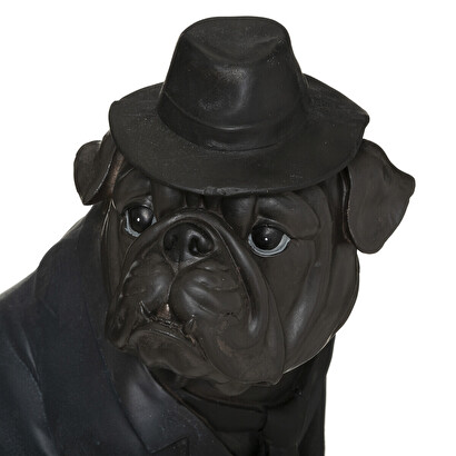 Sitzende hundestatue mit hut schwarz, h.45 cm