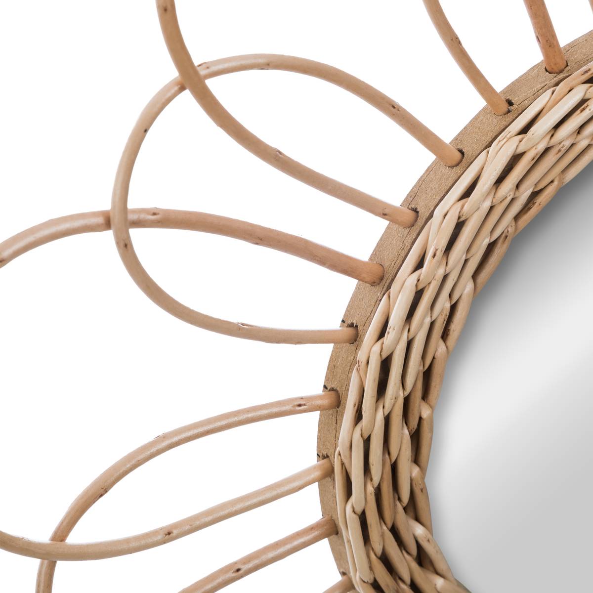 Spiegel "Cayetana" Rattan, D.38 cm Nat&uuml;rliches Holz
