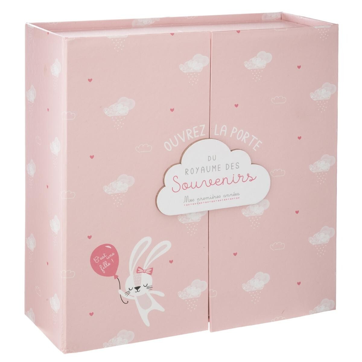 Geschenkbox zur Geburt "Königreich der Erinnerungen" 22x22 cm Grau