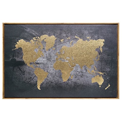 Gerahmte leinwand "weltkarte" 58x88 cm