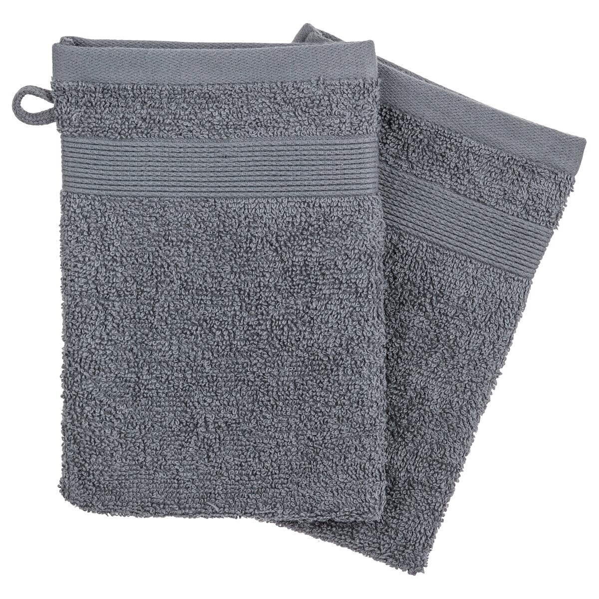 2er-Set Waschhandschuhe Grau, 15x21 cm Grau