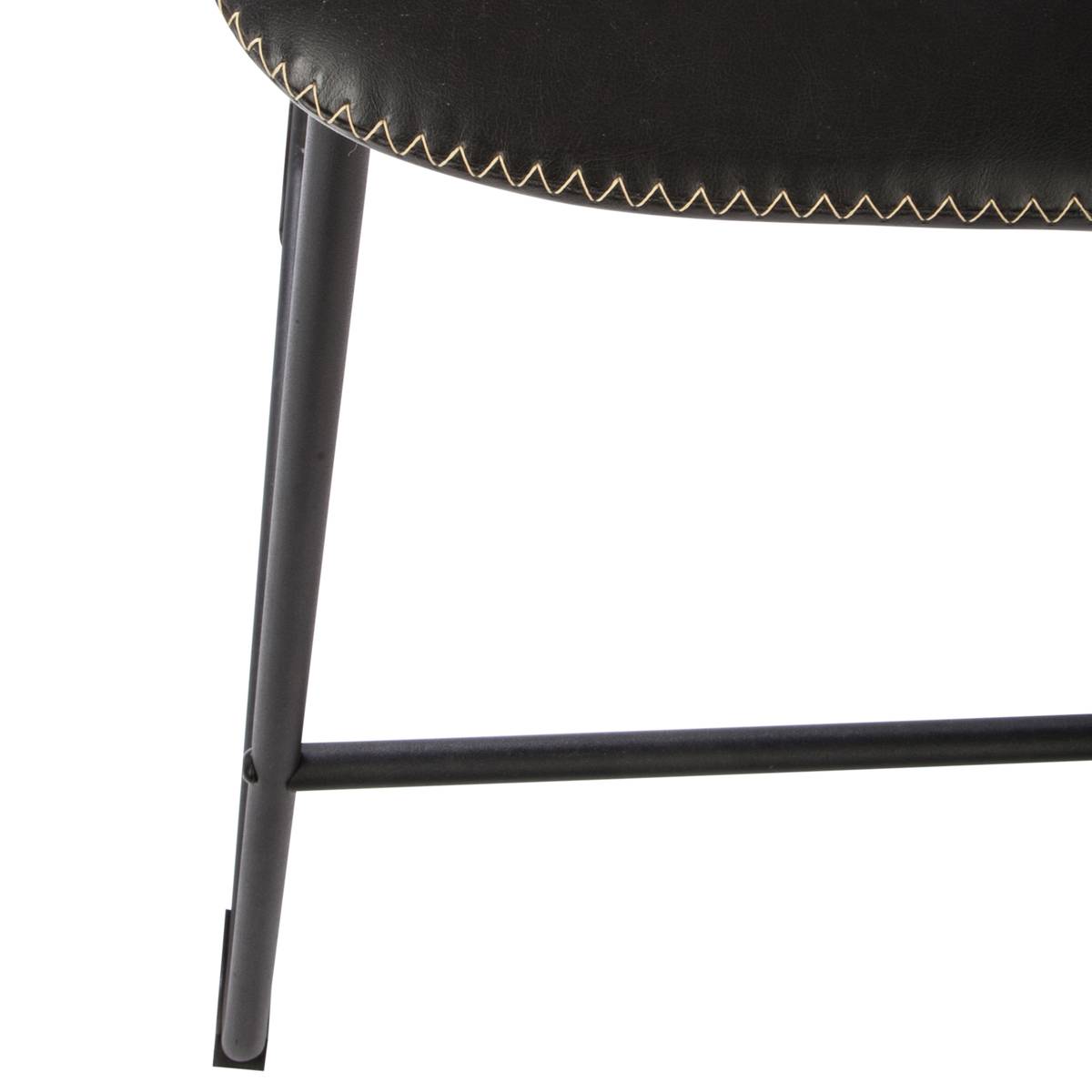 2er-Set Barhocker "Lois" Ledereffekt, Schwarz Schwarz
