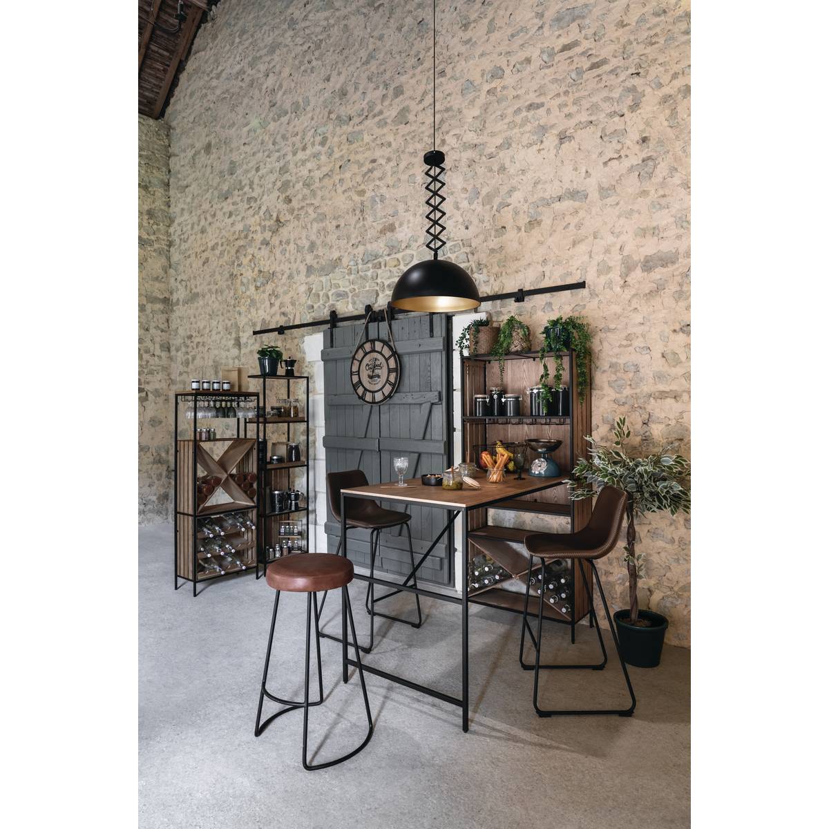 2er-Set Barhocker "Lois" Ledereffekt, Cognacbraun Braun