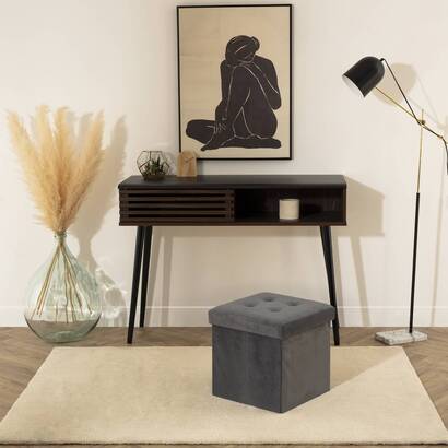 Klappbarer pouf "lysandre" samt, mausgrau, 38x38 cm