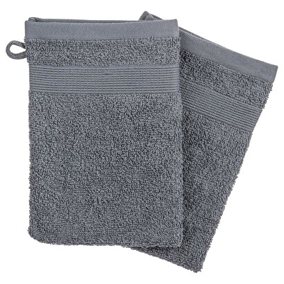 2er-set waschhandschuhe grau, 15x21 cm