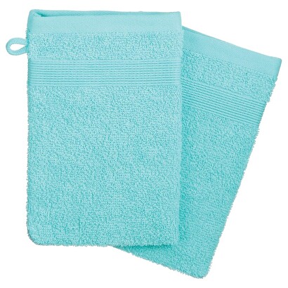 2er-set waschhandschuhe t&uuml;rkisblau, 15x21 cm