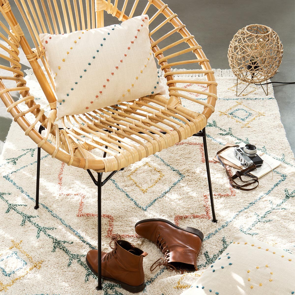 Sessel "Keko" Rattan Natürliches Holz