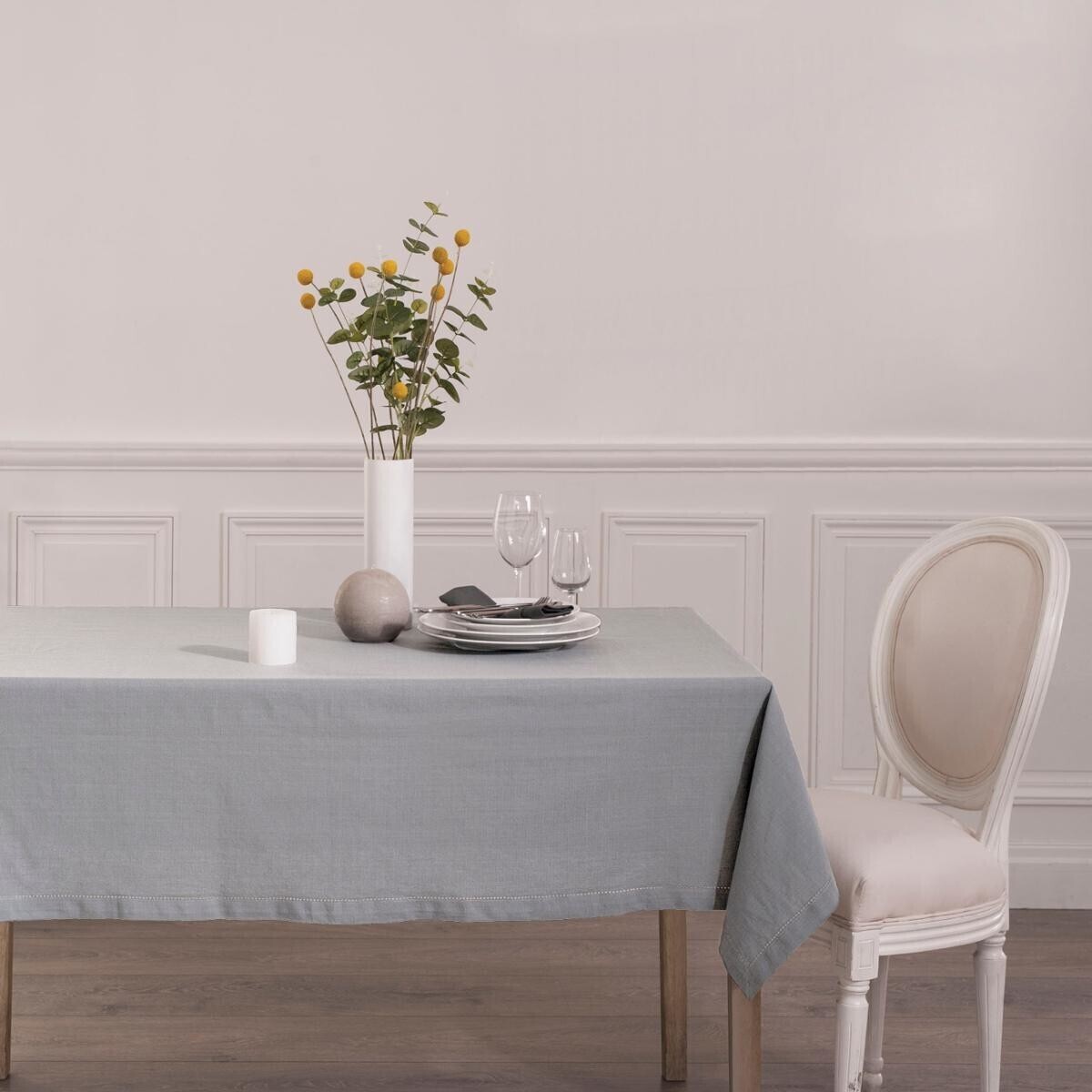 Tischdecke "Jane", Chambray-Baumwolle Mausgrau, 140x240 cm Mausgrau