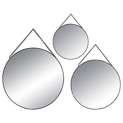 Set aus 3 runden spiegeln "leny" schwarz, d.20/24/29 cm