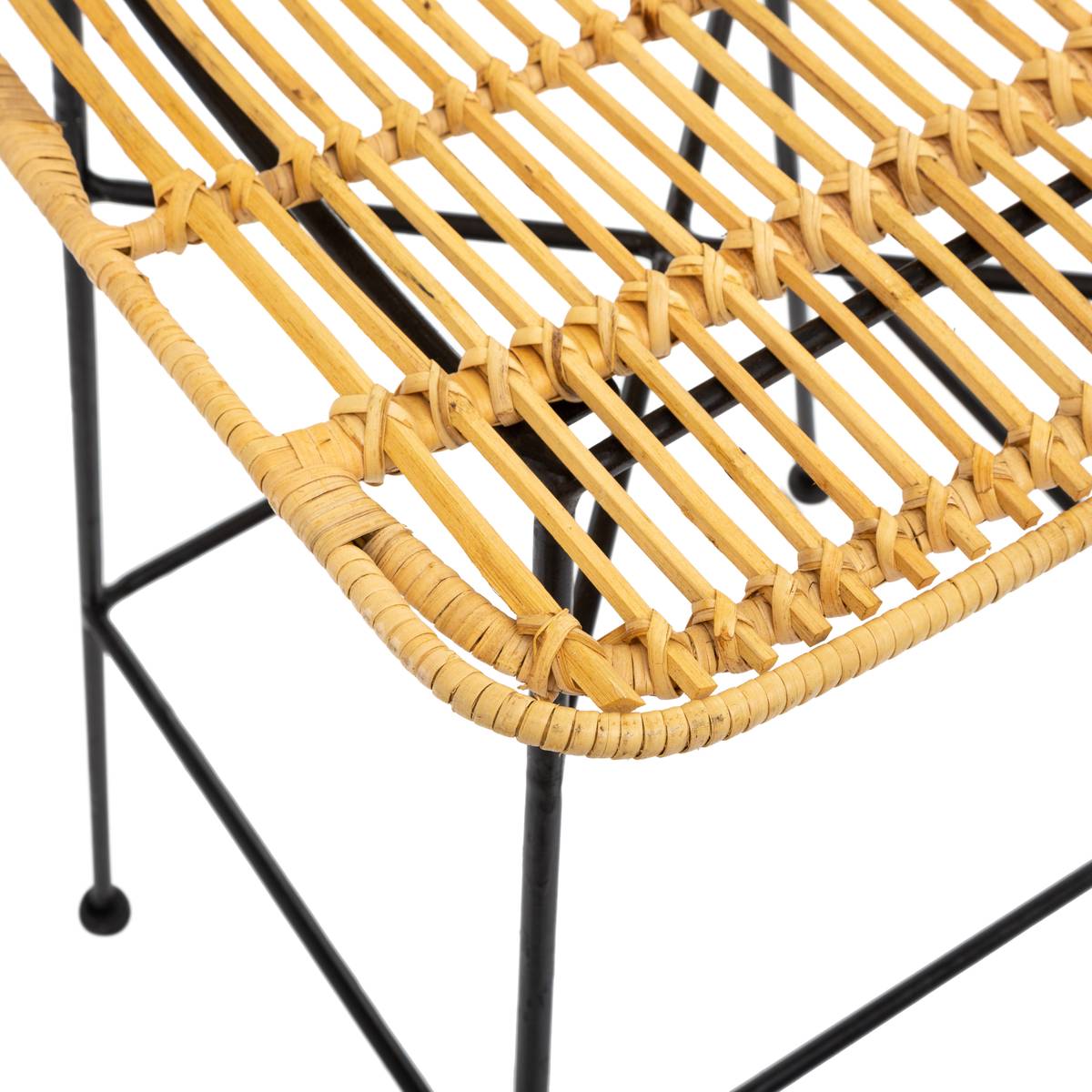 Barhocker "Kubu" Rattan Natürliches Holz