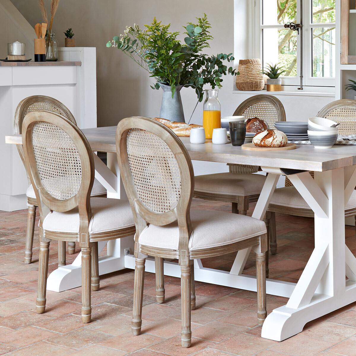 Stuhl "Cléon", Geflecht Beige Beige