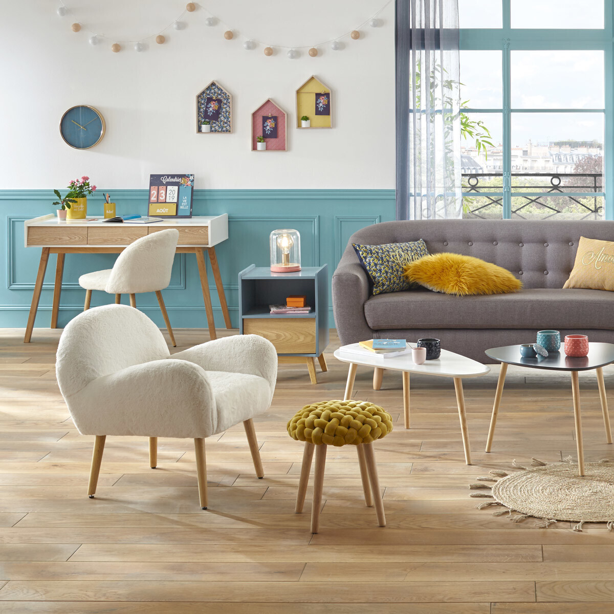 Hocker "Akemi" Strick, Senfgelb Senfgelb