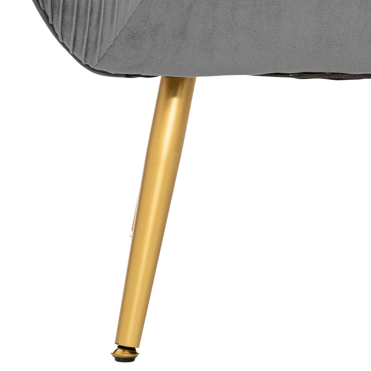 Grauer Sessel "Solaro" Plissierter Samt, Grau Grau