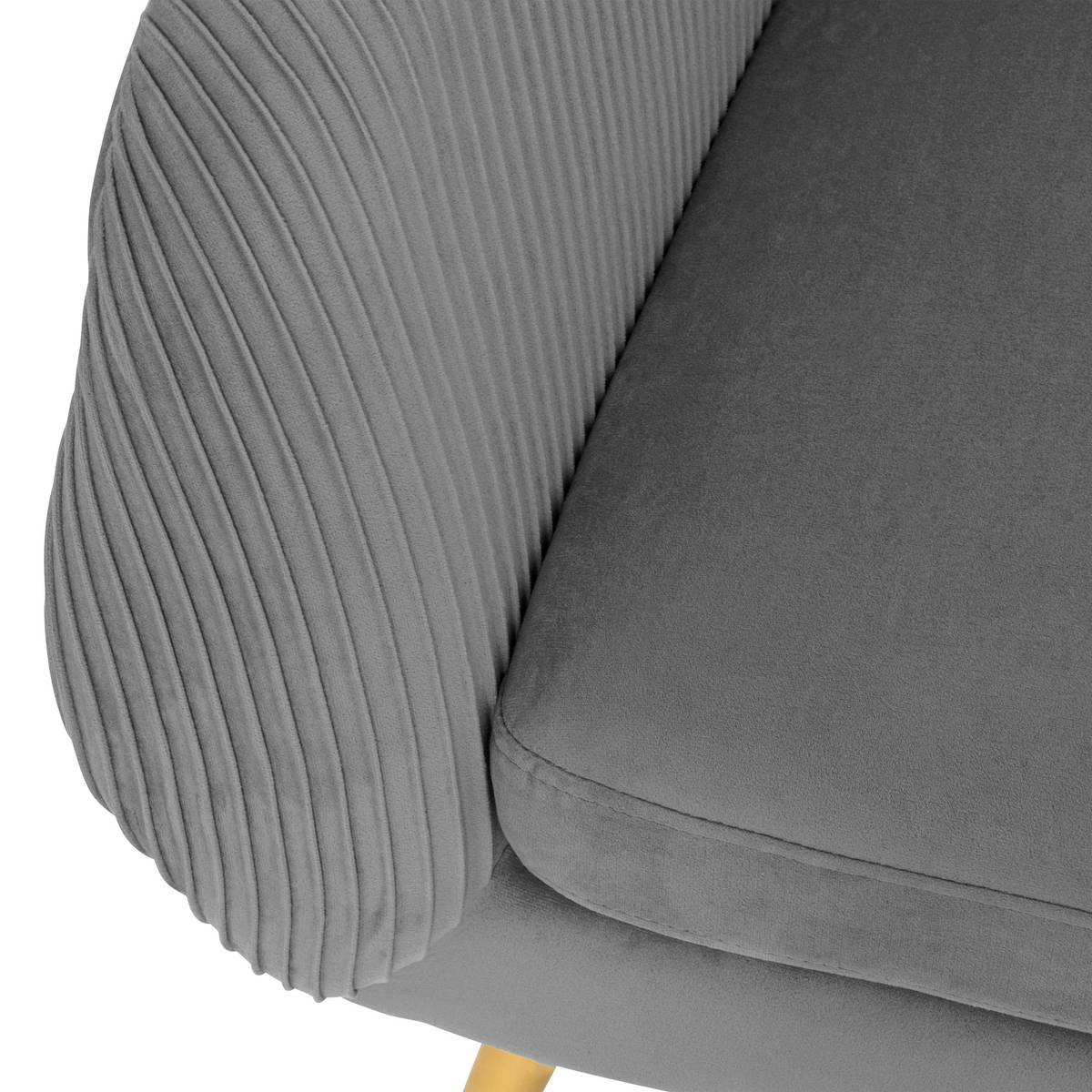 Grauer Sessel "Solaro" Plissierter Samt, Grau Grau