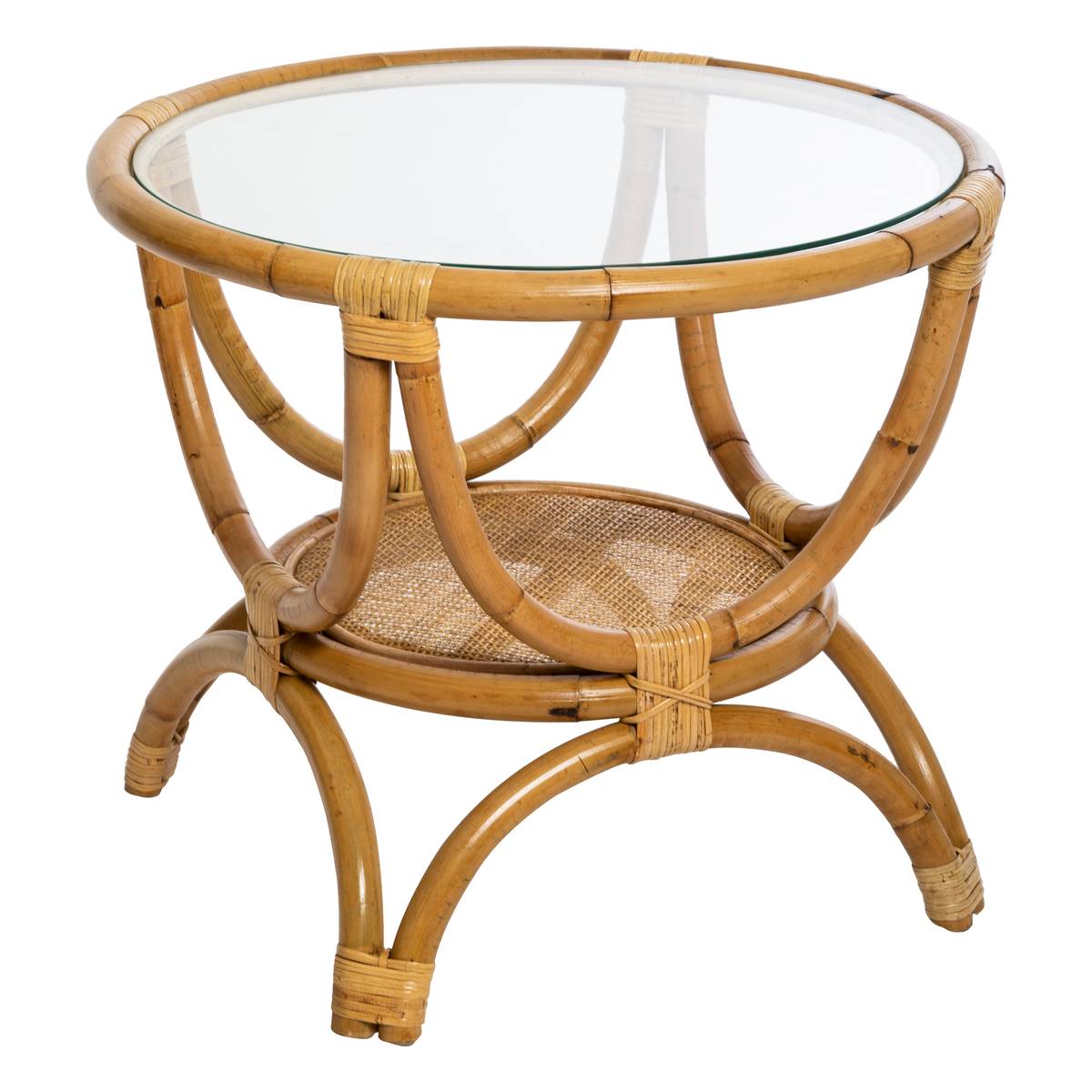 Beistelltisch "Farah" Rattan, D.59 cm Natürliches Holz