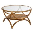 Couchtisch "Farah" Rattan, D.90 cm Nat&uuml;rliches Holz