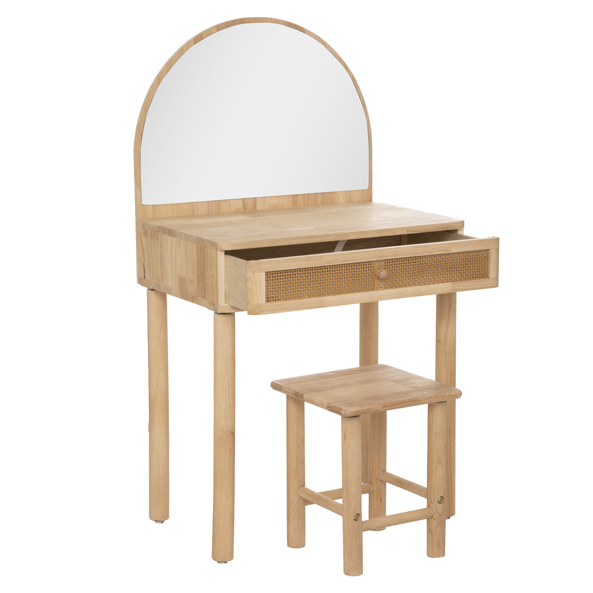 Kinderschminktisch und Hocker 55x100 cm Nat&uuml;rliches Holz