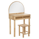 Kinderschminktisch und Hocker 55x100 cm Nat&uuml;rliches Holz