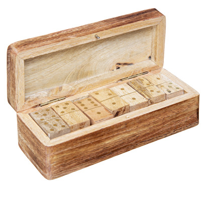 Domino-spiel, mangoholz, 16x5 cm mangoholz 16x5 cm