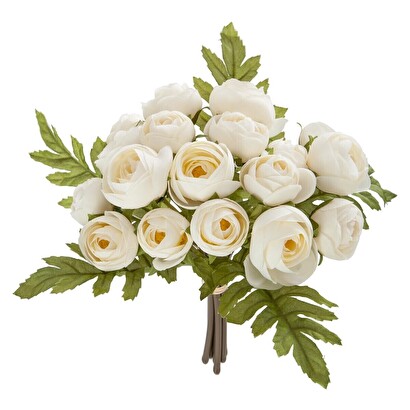 Bouquet aus 18 k&uuml;nstlichen mini-kamelien wei&szlig;, h.30 cm