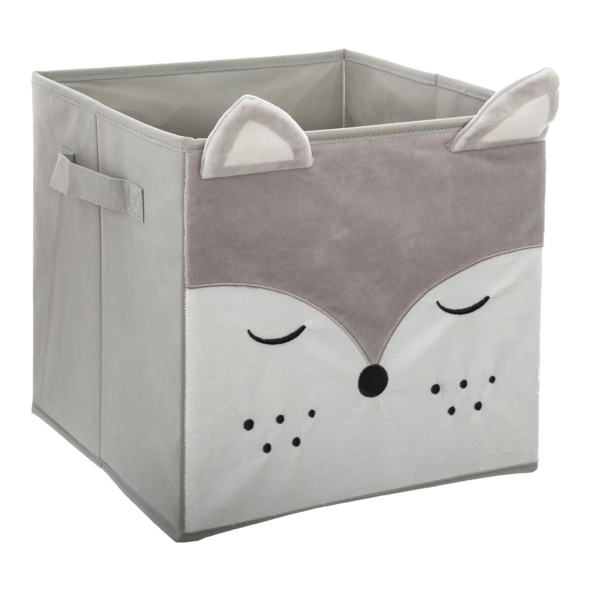 Aufbewahrungskorb Fuchs "Joey" Grauer Samt, 29x29 cm Grau