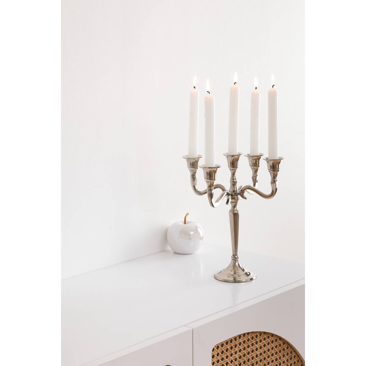 Metallkerzenhalter Silber, 5 K&ouml;pfe Silber