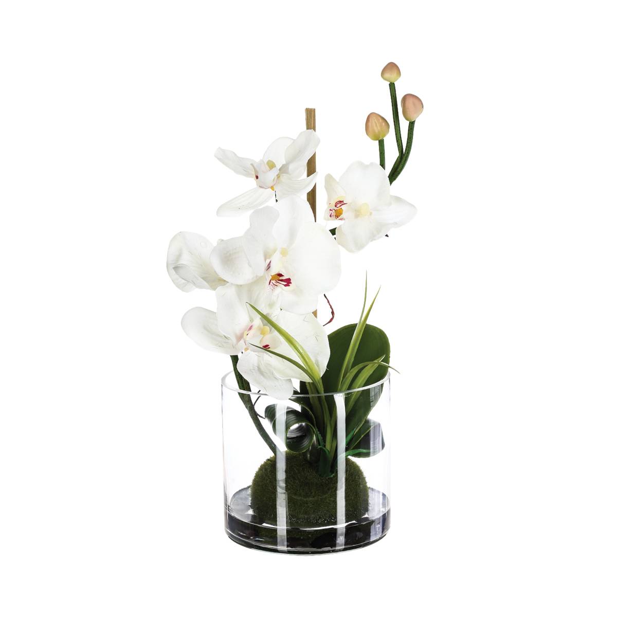 Zusammensetzung aus künstlichen Orchideen Glasvase, H.37 cm Rosa
