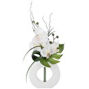 K&uuml;nstliche Orchideen-Vase, wei&szlig; Keramikvase, H.44 cm Modell 1