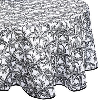 Fleckschutz-tischdecke "palmier" schiefergrau, d.180 cm