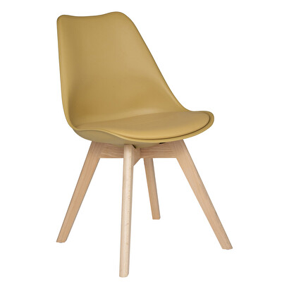 Produktbild von Skandinavische Stühle Aus Senfgelbem Stoff Mit Samteffekt Und Helles Massivholz 2erset Holo 53327