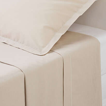 Flachlaken, perkal beige, 240x290 cm