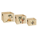 Set aus 3 Kinderkisten "Dschungel" 3 Stück Beige
