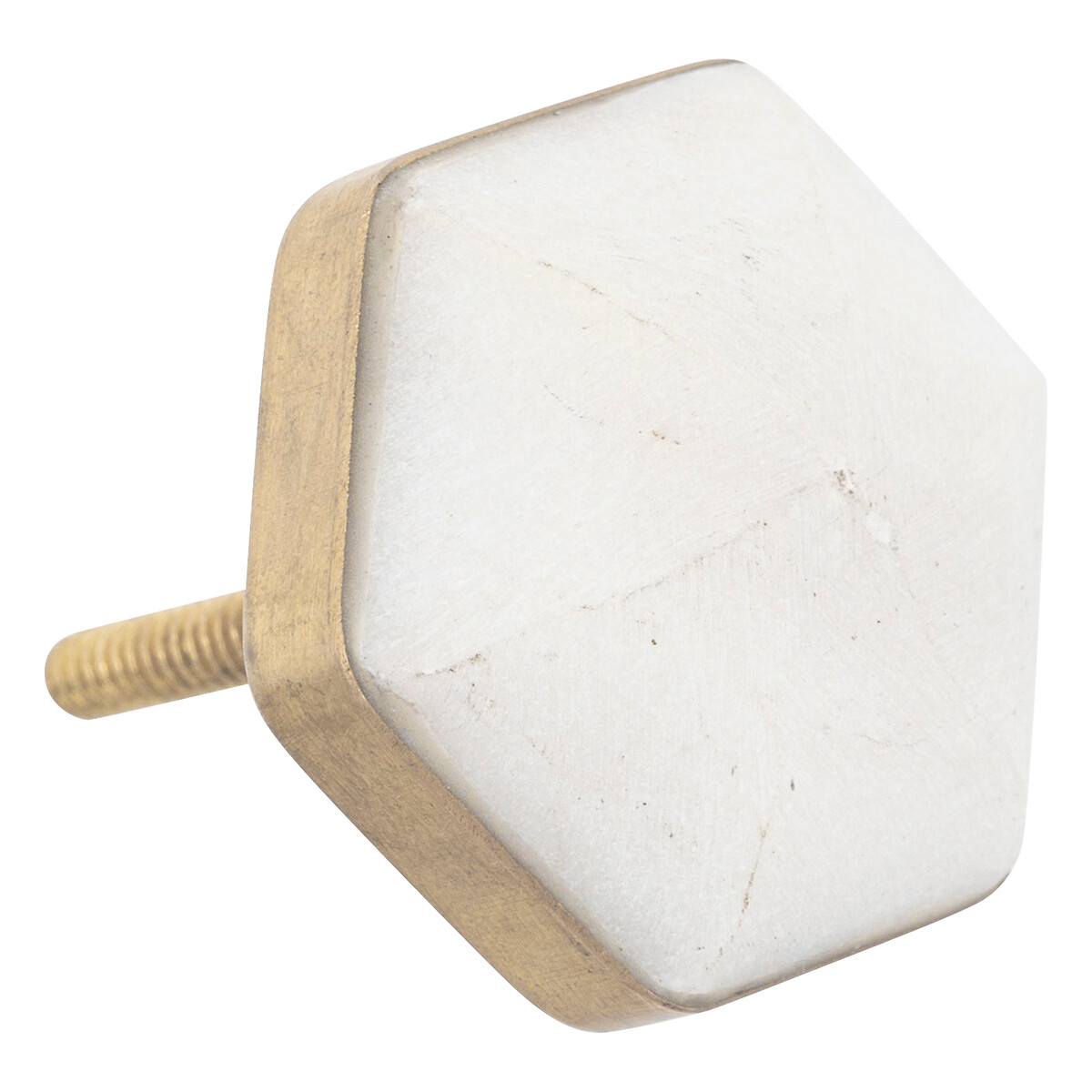 Möbelknöpfe x2 Marmor & Messing, D.4,2 cm Weiß