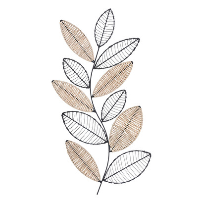 Wanddekoration "aurore" rattan, schwarz, 56x29 cm