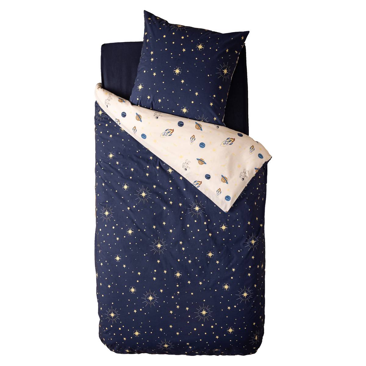 Kinderbettwäsche-Set 2-teilig "Weltraum" Blau, 200x140 cm Blau