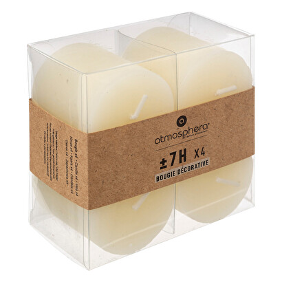 4er-set rustikale kerzen elfenbeinwei&szlig;, 60g