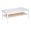 Couchtisch "Cabras" Weißes Holz, Rattan, 110x60 cm Weiß