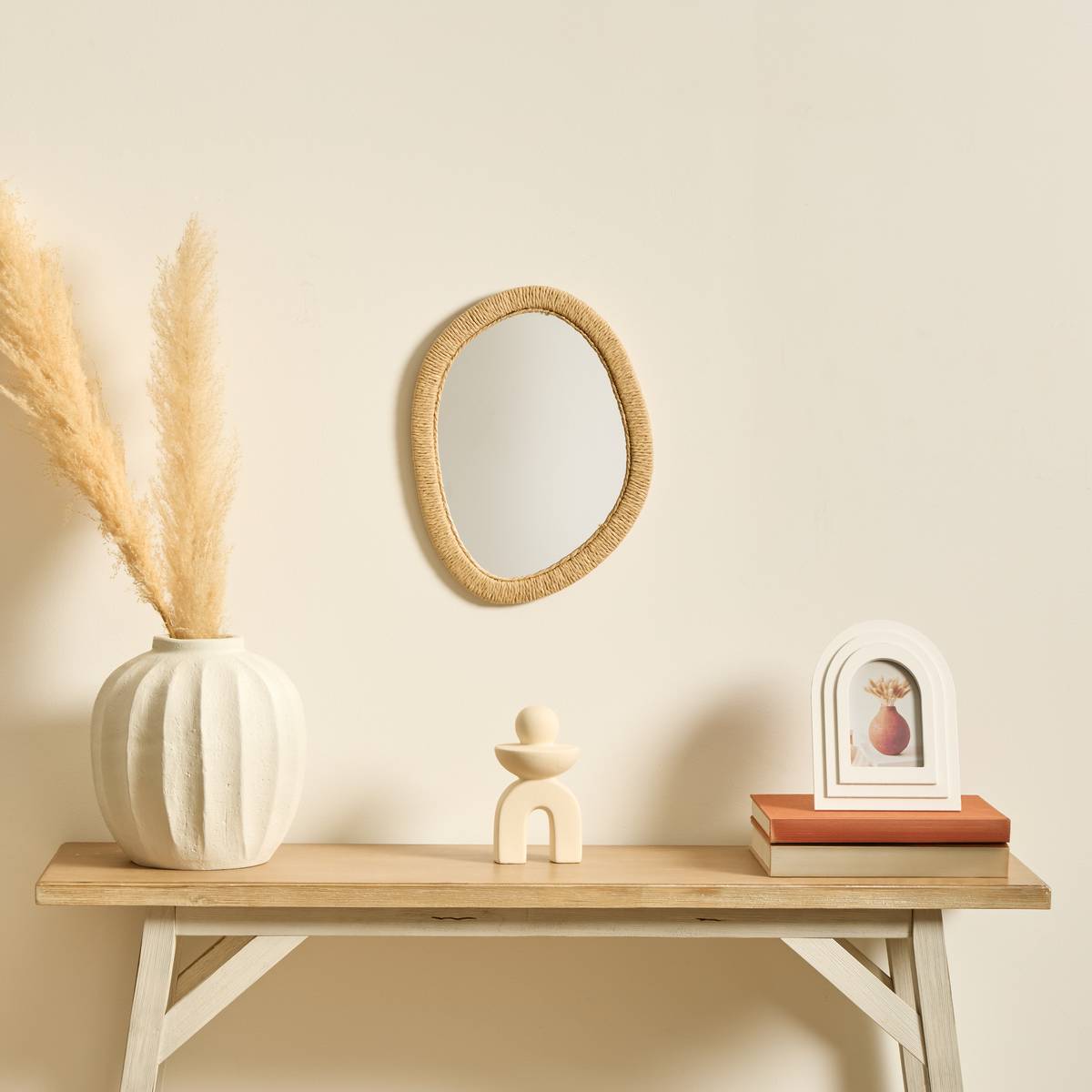 Organische Deko zum Aufstellen Wavy bliss , Keramik, Beige, H.18 cm