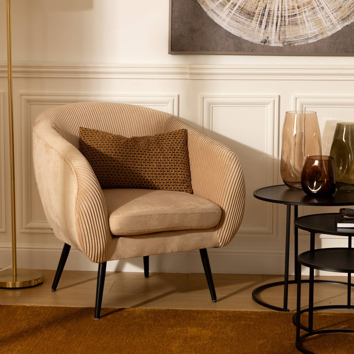 Sessel Solaro , Samt, Beige