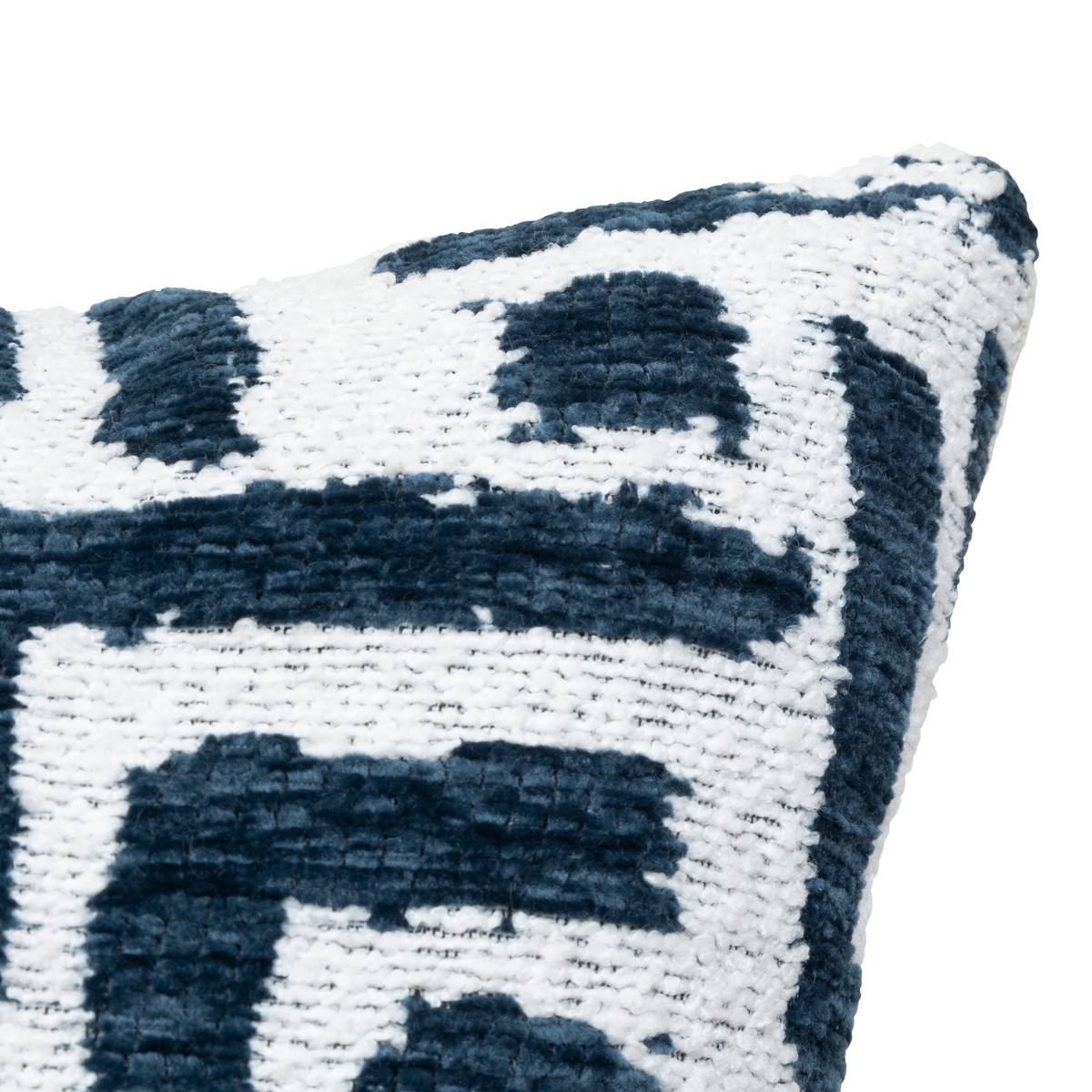 Kissenbezug "Jeni", Chenille Ägäisches Blau, 40x40 cm Mausgrau
