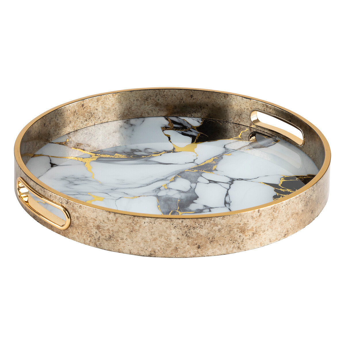 2er-Set Tabletts "Inaya" Gold, D.31/35 cm Marmor