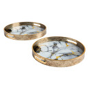 2er-Set Tabletts "Inaya" Gold, D.31/35 cm Marmor